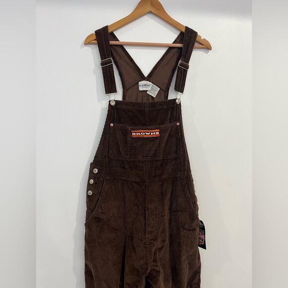 Vintage Corduroy Overalls Cleveland Browns Size Large - Picture 2 of 14